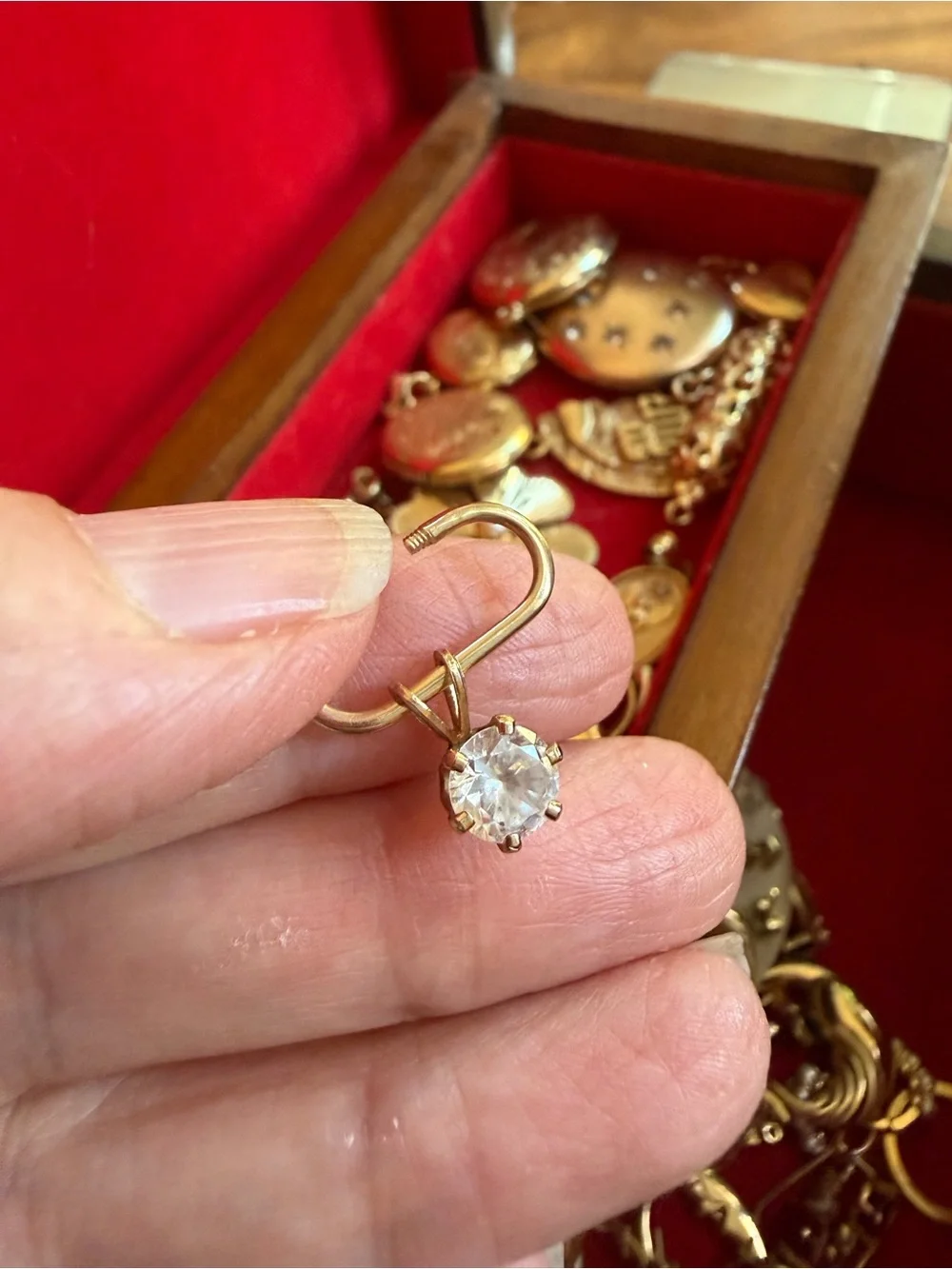 Vintage Gold-filled Diamond CZ Solitaire Pendant